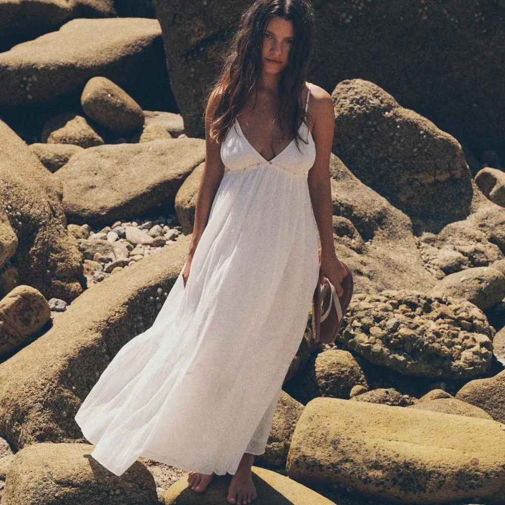Zara White Strappy Maxi Dress Sz XL NWT